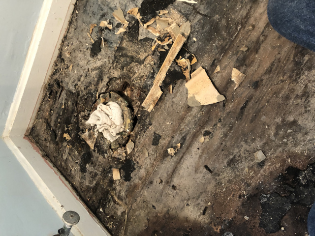 Leaking Commode Sub-Floor Damage